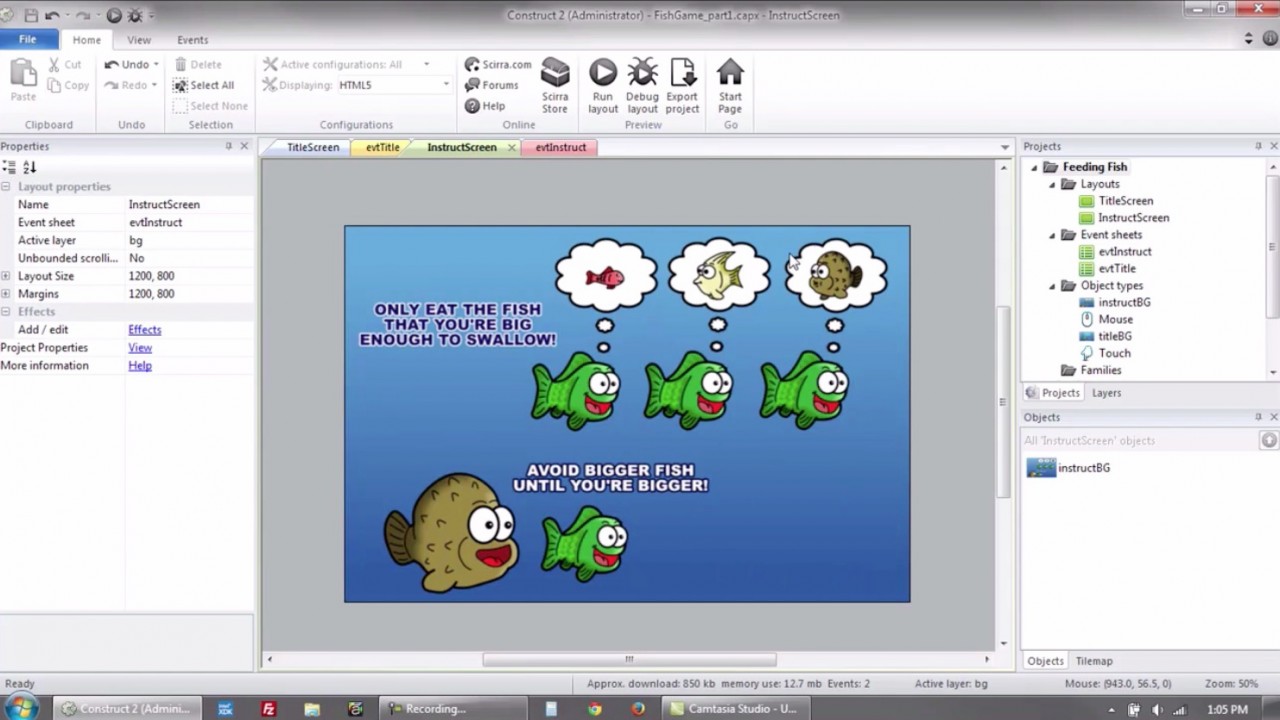Create a Feeding Fish Frenzy Game with Construct 2 | CartoonSmart.com
