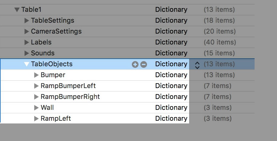 Properties for Table Objects in the Pinball Games iOS and tvOS Starter ...