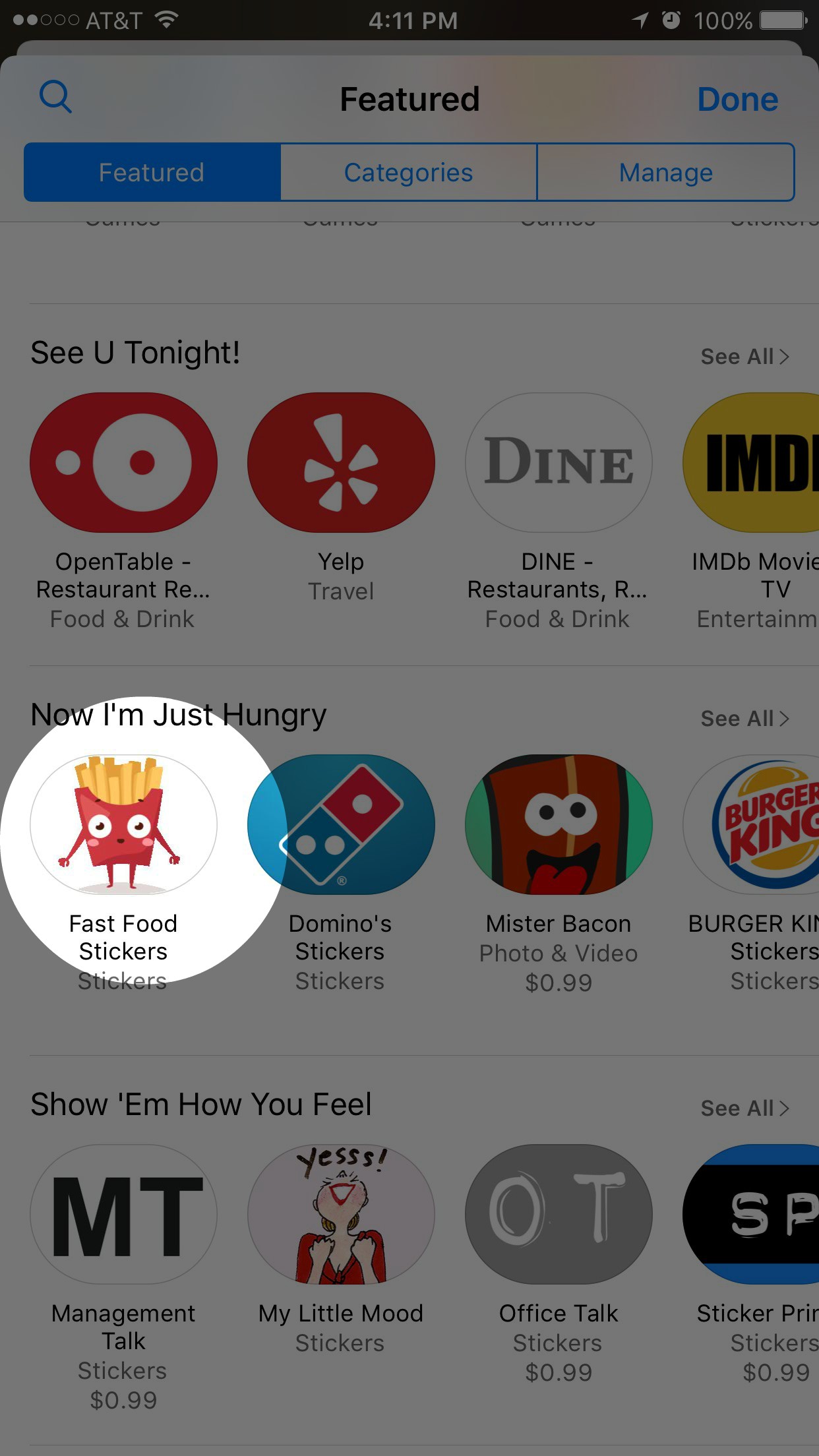 fast food stickers featured in the iMessage Store