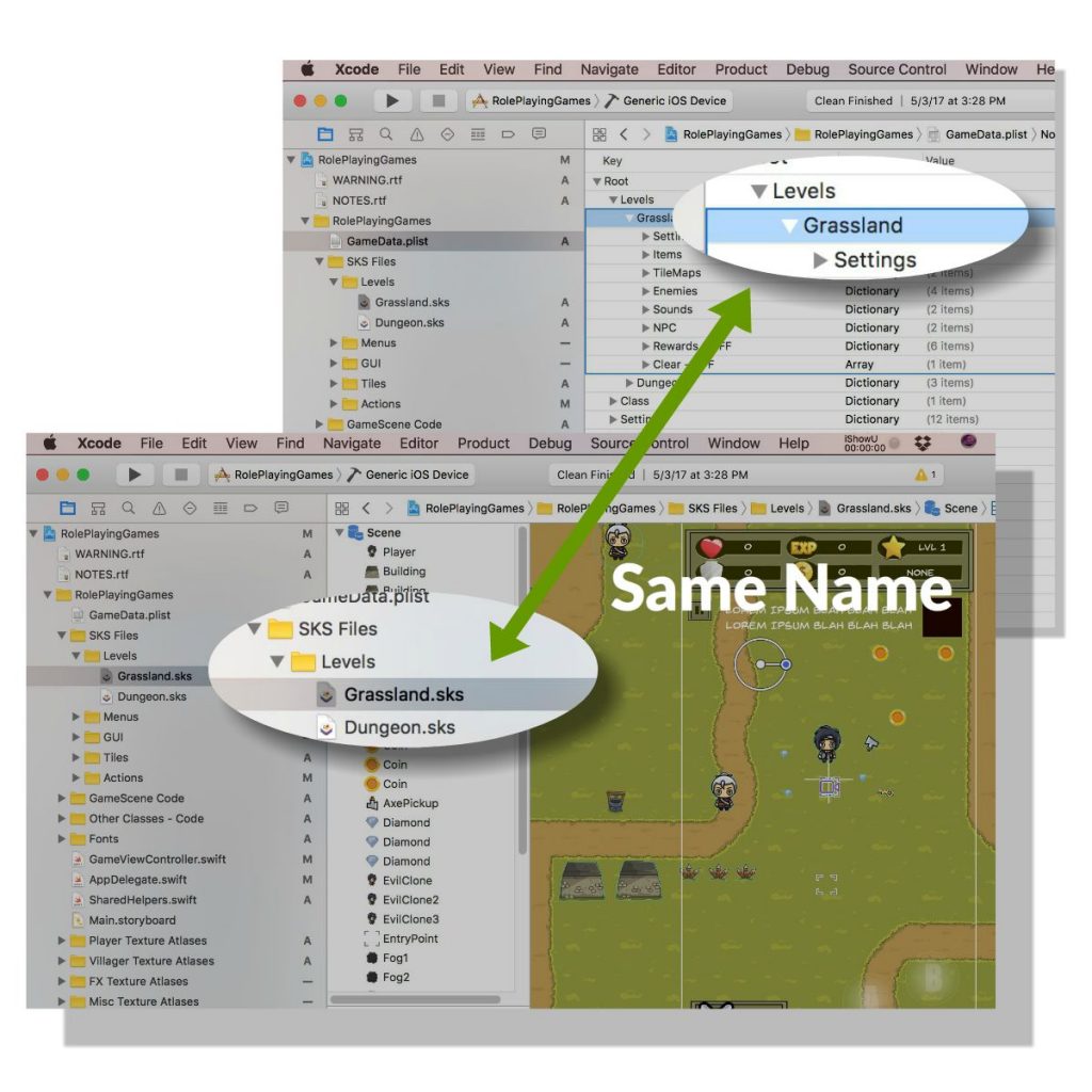Levels Overview in the Role Playing Games iOS Starter Kit